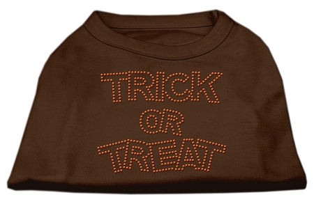 Trick or Treat Rhinestone Shirts Brown XS